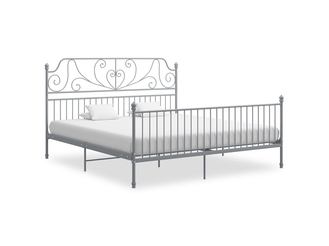 Estrutura De Cama Metal 200x200 Cm Cinzento