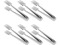 Conjunto De 6 Peças Pinças Para Cachorro Quente Em Aço Inoxidável Com Cabo Ondulado Antiderrapante, Utensílios Para
