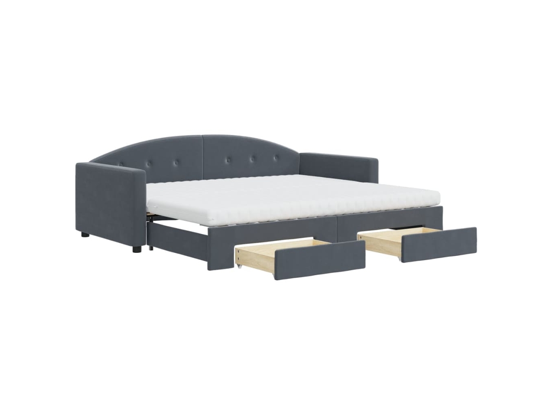 Sofá-cama Com Gavetão Vidaxl Cinzeto Veludo