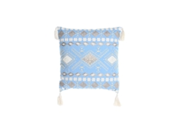 Almofada DKD Home Decor Azul Poliéster Algodão Alumínio Branco (40x15x40 cm)