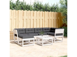 Vidaxl 6 Pcs Conj. Sofás De Jardim C/ Almofadões Pinho Maciço Branco