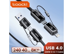 Cabo Usb Toocki Tq-x95 240w 4 Em 1 Usb-c/usb-a Para Usb-c/ip Pd3.1 8k60hz 40gbps Transmiss?o De Dados, 1,5 M De Comprimento