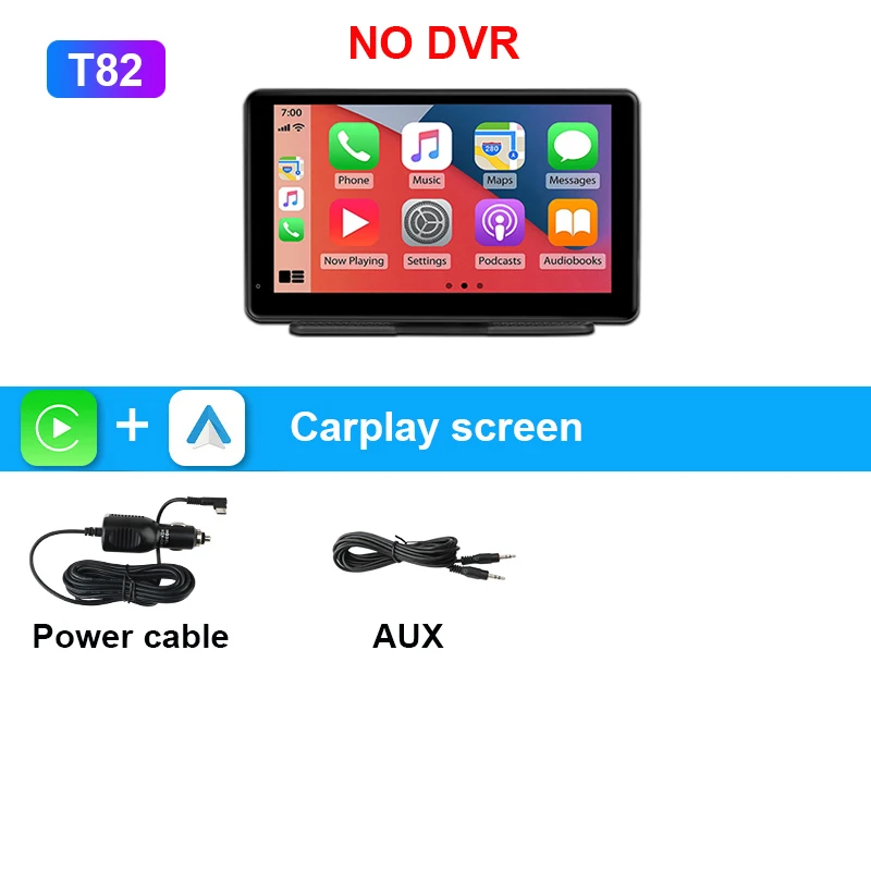 (dvr Sem Cartão) Câmera Veicular 4k De 7 Polegadas Com Carplay Sem Fio E Gps De Lente Dupla