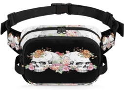 Pochete com Estampa de Caveira para Mulheres 22 8 X 6 3 X 15 5 Cm Design Diy Pa Impermeável de Alta Qualidade