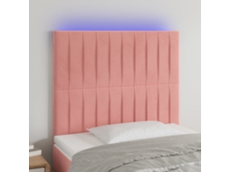 Vidaxl Cabeceira De Cama C/ Luzes Led Veludo 80x5x118/128 Cm Rosa