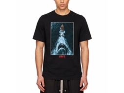 Rockinstone Jaws Movie Shark Chasing Boat Poster Black Adult T-shirt Size:xxl