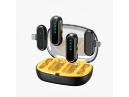 Pacote Com 2 Microfones De Lapela Sem Fio Profissionais, Com 2 Receptores, Adequados Para Gravação Com 2 Telefones (preto)