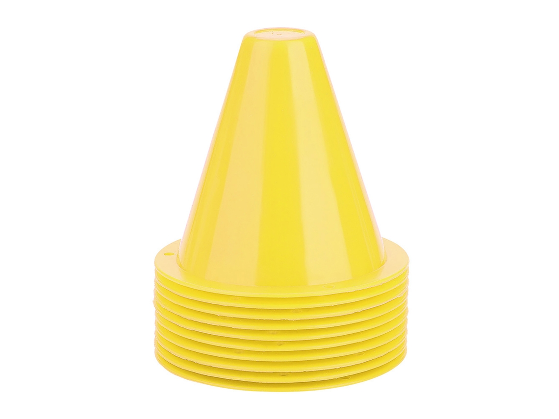10pcs Cones de Treinamento de Futebol Barreiras Plásticas Marcadores Amarelo S/MARCA