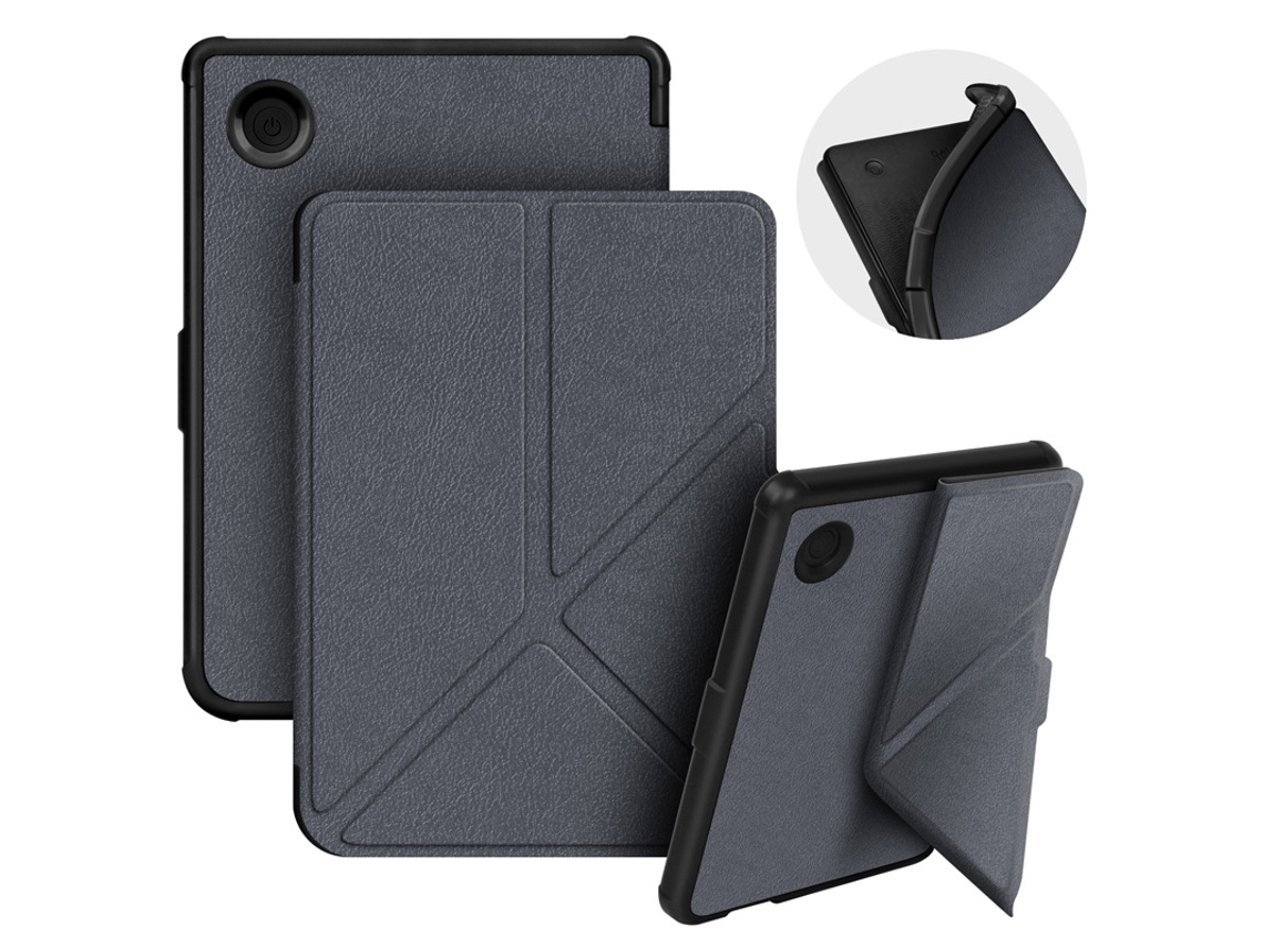 Capa Para E‑reader Kobo Clara Color 6 Polegadas, Capa Protetora Couro Suporte Multi‑dobrável Czhhmart Cinza
