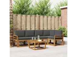 Vidaxl Conjunto De Sofás Para Exterior 6 Unid. Natural E Antracite