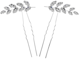 Presilha De Cabelo Em Formato De U, Estilo Espiga De Trigo, Em Liga De Zinco E Strass Prateado.