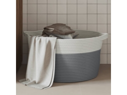 Vidaxl Cesto De Arrumação Ø45x25 Cm Algodão Cinzento E Branco