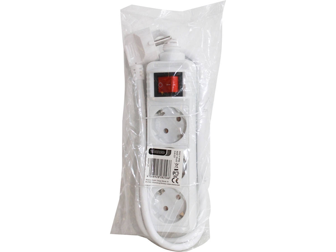 Extensão 3T VIVANCO Com Interruptor 1.4M (Branco)