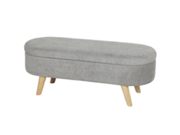 Banco Para Pé De Cama De Armazenamento Com Pés De Madeira E Assento Acolchoado 110x40x43 Cm Cinzento
