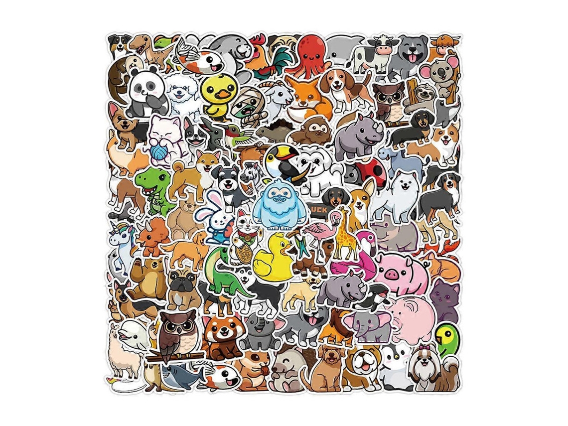 100 Adesivos Fofos De Animais, Adesivos De Vinil À Prova Dágua Para Laptop Brilvibera