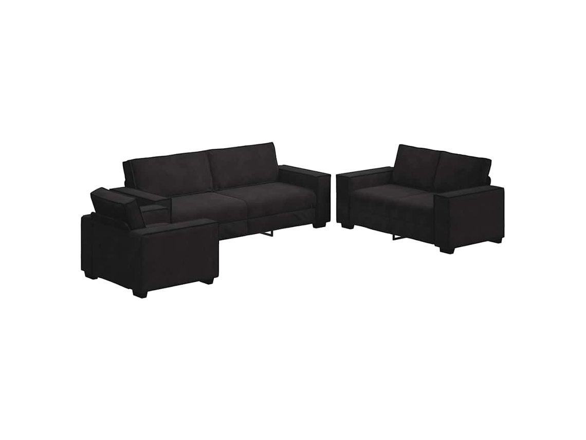 Conjunto de Sofá de 3 Pçs com Almofadas Veludo Preto MAISON EXCLUSIVE
