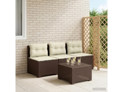 Vidaxl Sofá De Jardim 3 Lugares Com Almofadas Visual Rattan Pp