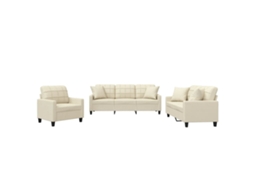 Sofa Set, Sofa Sets Vidaxl Creme Couro Artificial (n/a)