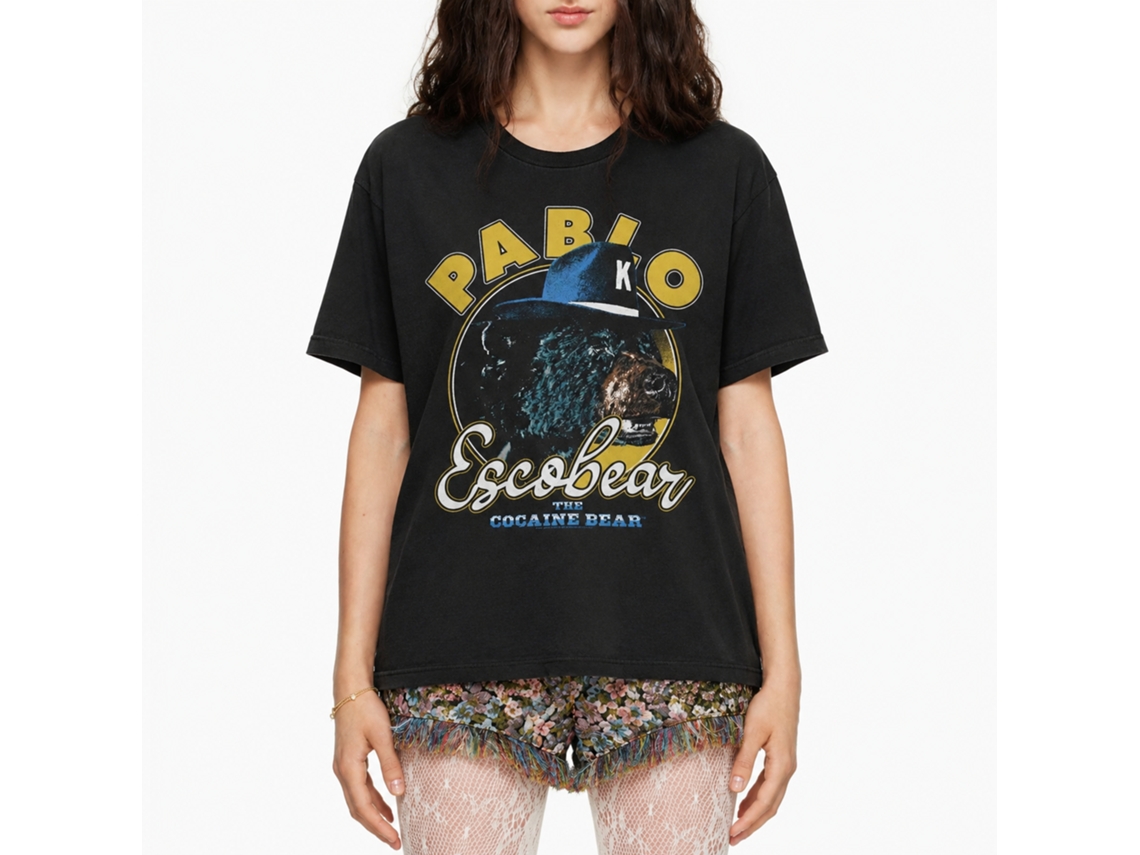 Rockinstone Cocaine Bear Pablo Escobear Black Adult T-shirt Size:l