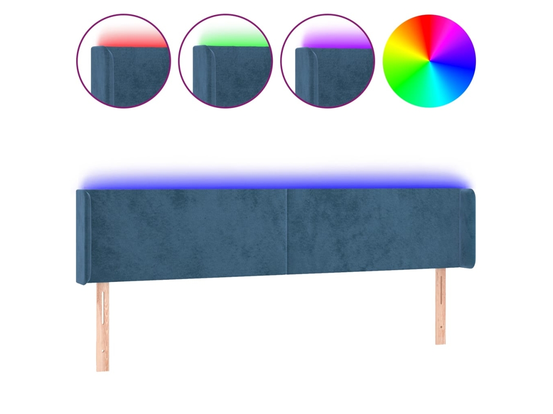 Led Headboard, Led Headboards Vidaxl Azul Veludo (163 X 16 X 78/88 Cm)