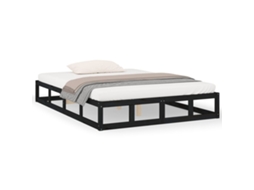 Bed Frame, Bed Frames Vidaxl Preto Madeira (140 X 190 Cm)