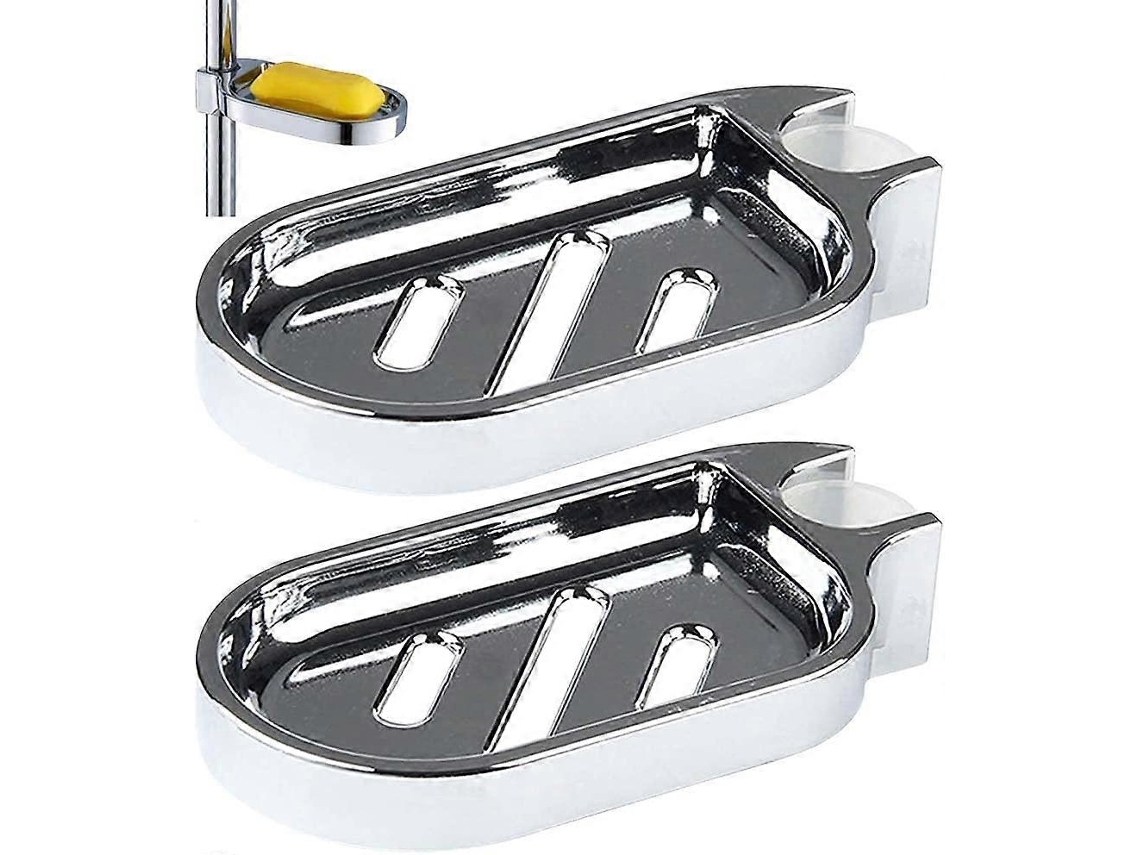Saboneteira de Chuveiro Rebe, Conjunto de 2 Peças com Suportes Ajustáveis em Aço Inoxidável e Design Vazado para Banheiro e Cozinha, 16,2 x 8,8 cm