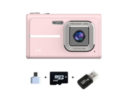 Câmera Digital 4k Hd Zoom 16x Autofoco Câmera Ccd De Tela De 2.4 Polegadas 64g Rosa Gertiz
