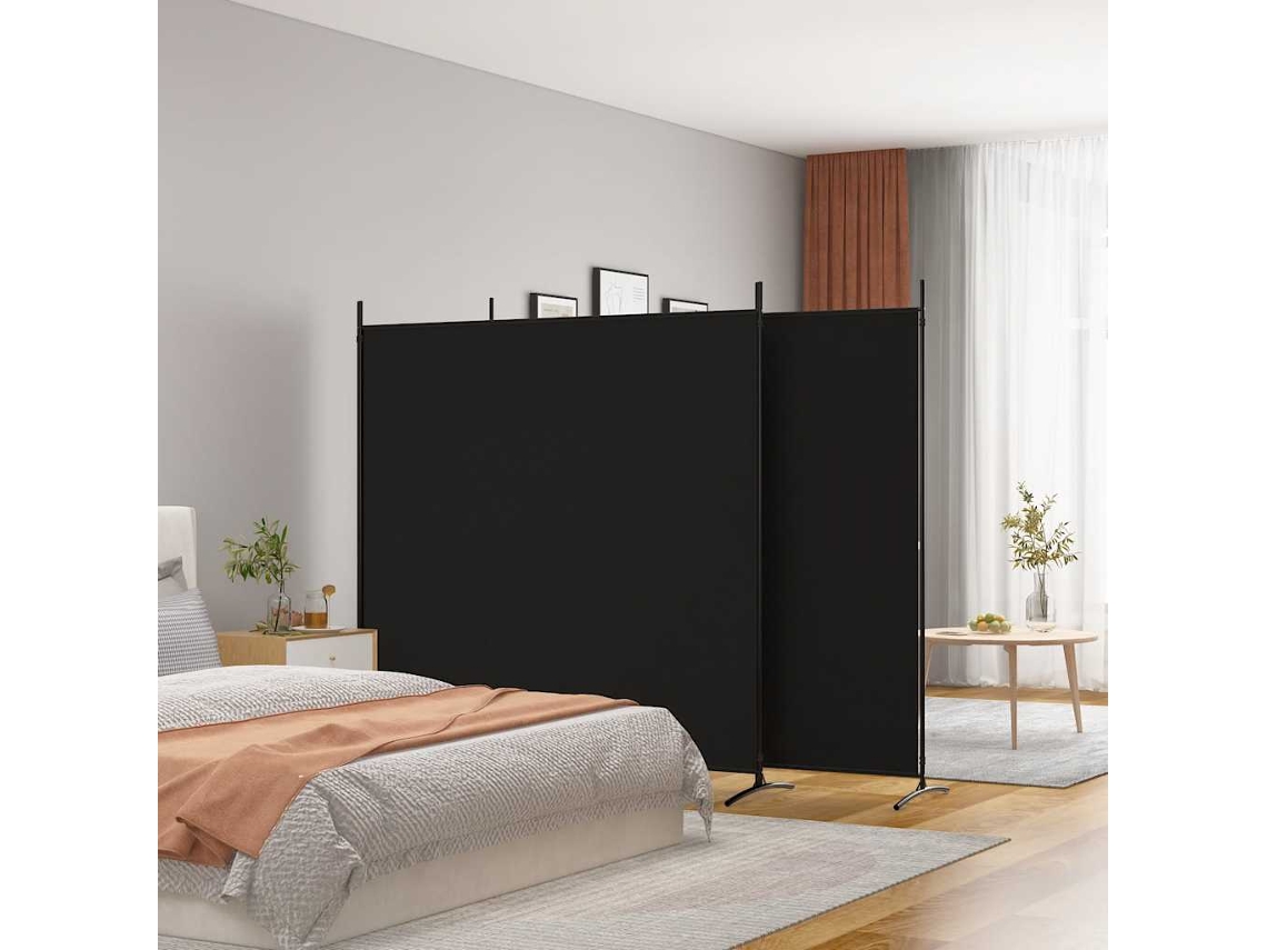 Vidaxl Divisória De Quarto Com 3 Painéis 525 X 180 Cm Tecido Preto