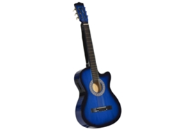 Kit Guitarra Elétrica Com Saco, Correia, Cordas, Palhetas, Cabo, 96,5x35,8x8,5cm, Azul E Preto