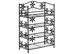 Pequeno Suporte De Calçado Espaço Para Flores Suporte Para Escada Suporte Para Escada 4 Níveis Preto Metálico 59,5 X 30 X 92 Cm Cs
