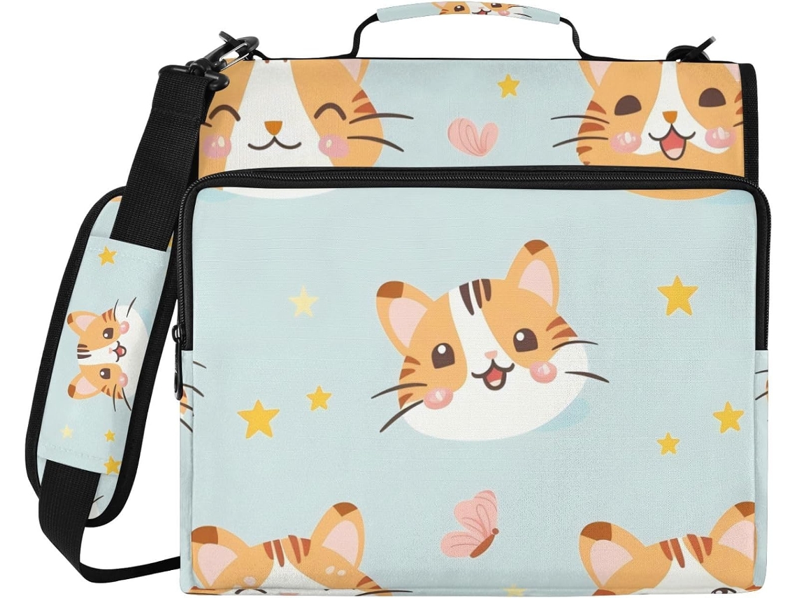 Organizador Fofo De Gato Laranja 3, 8cm 1, 5 Polegadas, Com 3 Argolas E Alça, Fácil De Transportar, Bolsa De