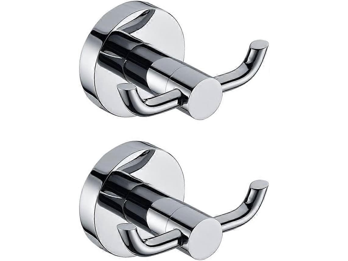 Conjunto De 2 Ganchos De Parede Modernos Em Latão Maciço Cromado Polido Para Casacos, Toalhas E Chapéus, Ideais Para Portas