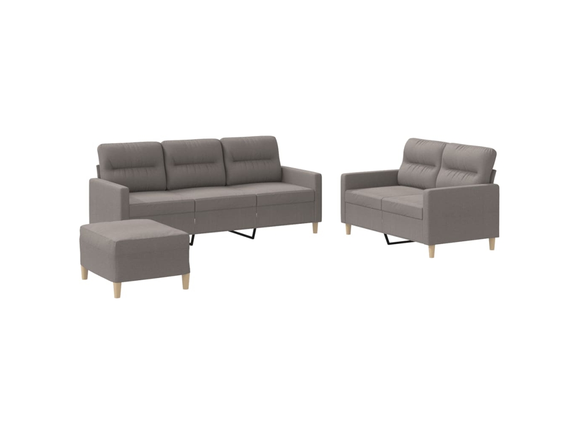 Conjunto de Sofás MAISON EXCLUSIVE 3 peças almofadões tecido cinza acastanhado