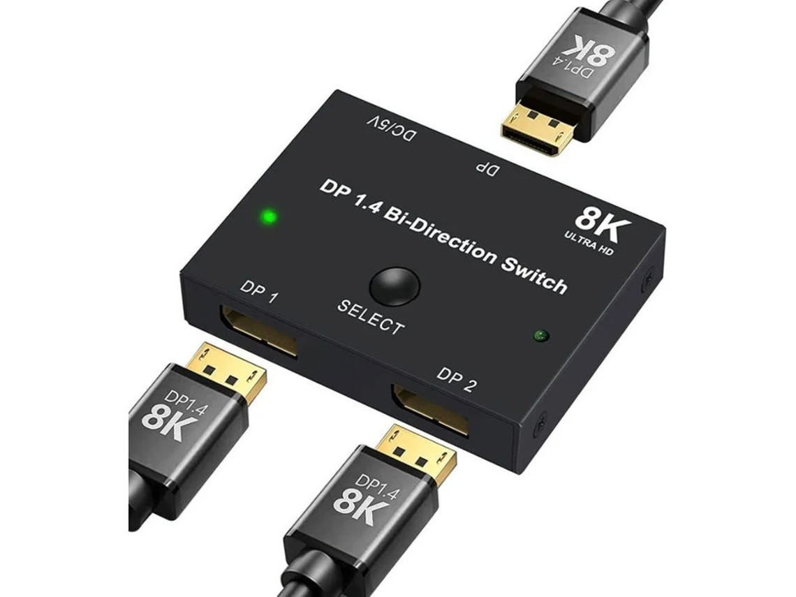 Displayport Switch Divisor Bidirecional Yizhood Preto