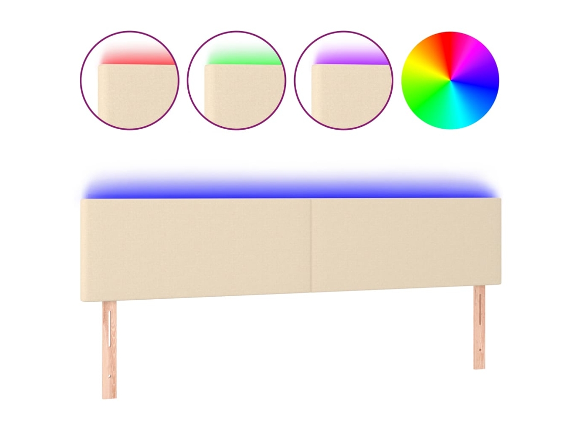 Cabeceira com luzes led VIDAXL Creme Tecido (160x5x88 cm)
