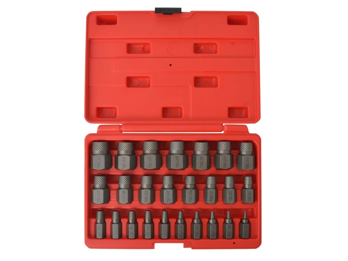 Vidaxl 25 Pcs Conjunto De Extratores De Parafusos Multi Ranhuras Aço