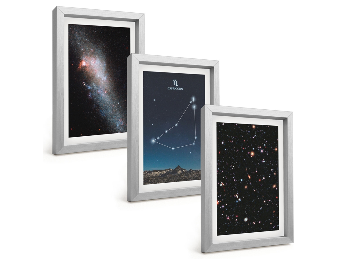Composição De Quadros Constelação Da Galáxia De Capricórnio Espelharte (3 Peças 20x30 Cm)