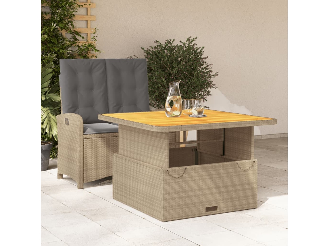 Vidaxl 2 Pcs Conjunto De Jantar P/ Jardim Com Almofadões Vime Pe Bege