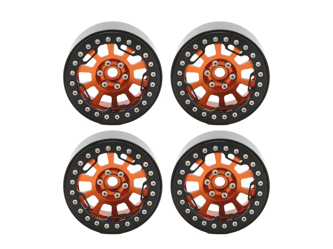 4 Pcs Cubo De Roda De Liga De Alumínio 2.2in Universal Para Carro Rc Crawler 1/10 Laranja