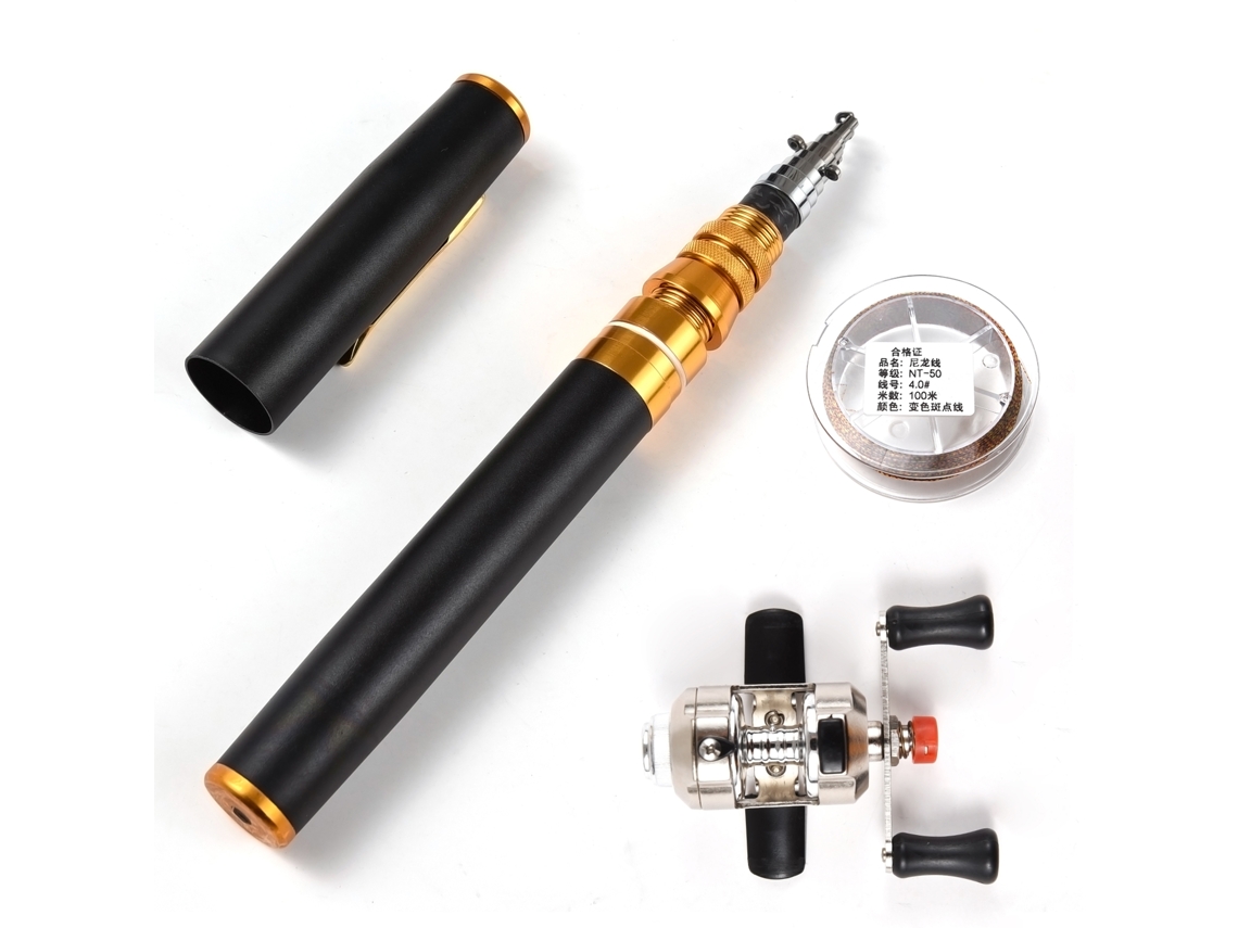 Combo Vara de Pesca Telescópica Mini 1.95m e Molinete