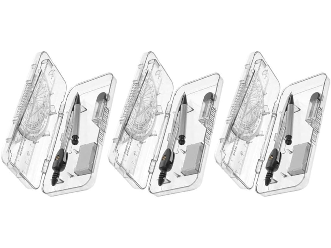 Conjunto De Transferidor E Régua Para Desenho Sherchpry Com Borracha Integrada, Feito De Metal E Plástico, Ideal Para