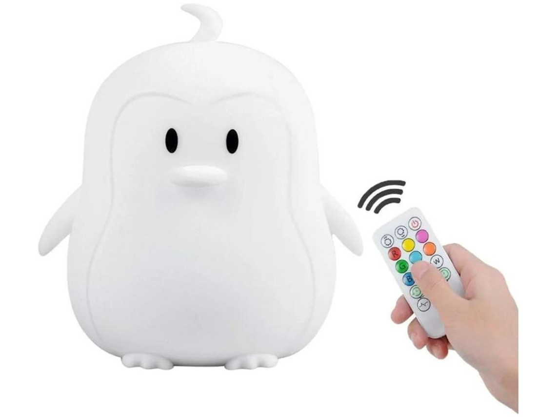 Luz Noturna Yizhood Cute Silicone Led 9 Mudanças De Cor Controle Remoto Recarregável Usb Regulável Branco