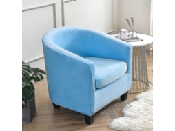 Funda Para Sillón De Salón Tela Elástica Protectora Antimanchas De Póliester Color Sólido Azul Cielo