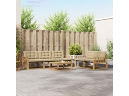 Vidaxl Conjunto De Sofás Para Exterior 6 Pcs Branco E Bege