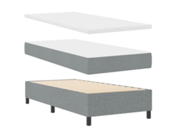 Vidaxl Cama Box Com Fitas Led Cinzento-claro 90 X 190 Cm Tecido