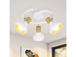 Refletor De Teto Vintage E14 Interior 350° Ajustável Branco Sem Lâmpada Industrial 3 Lâmpadas Redondas Nettlife