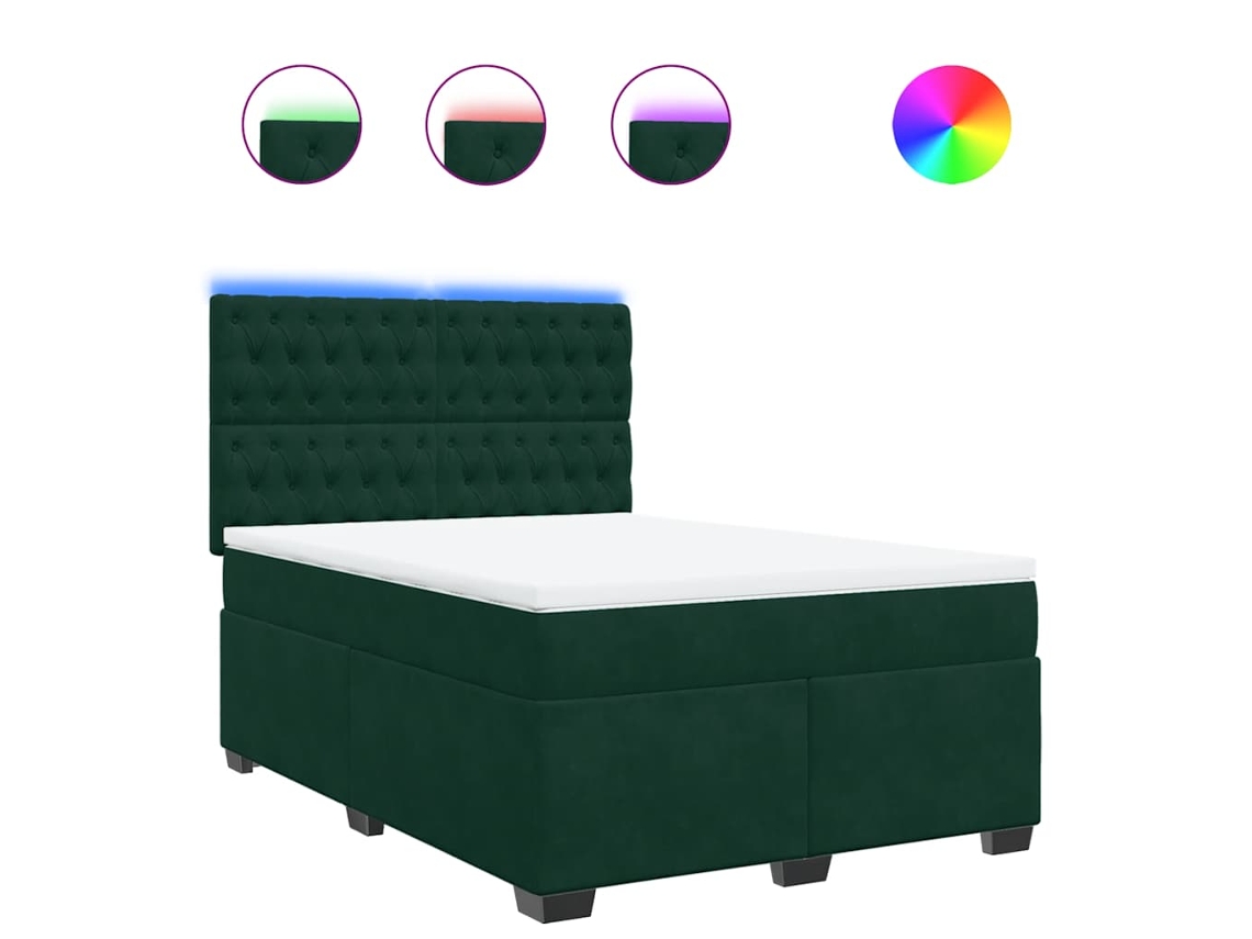 Cama com Molas/colchão 160x200 Cm Veludo Verde escuro MAISON EXCLUSIVE