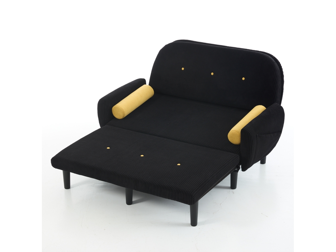 Sofá Loveseat Em Veludo Preto Para Sala De Estar, Sofá Cama E Poltrona Relax Com Espaço De Armazenamento.