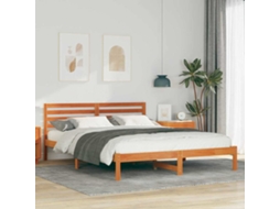 Vidaxl Estrutura Da Cama Com Cabeceira Marrom Cera 160 X 210 Cm