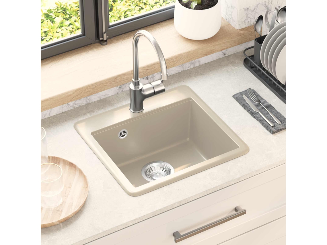 Vidaxl Pia 80% Quartzo E 20% Resina 470 X 440 Mm Bege